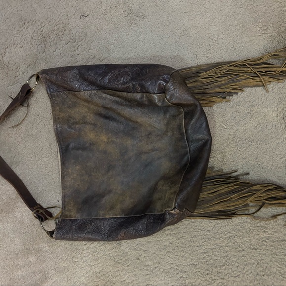 Brown Fringe Leather Shoulder Bag - Picture 3 of 3